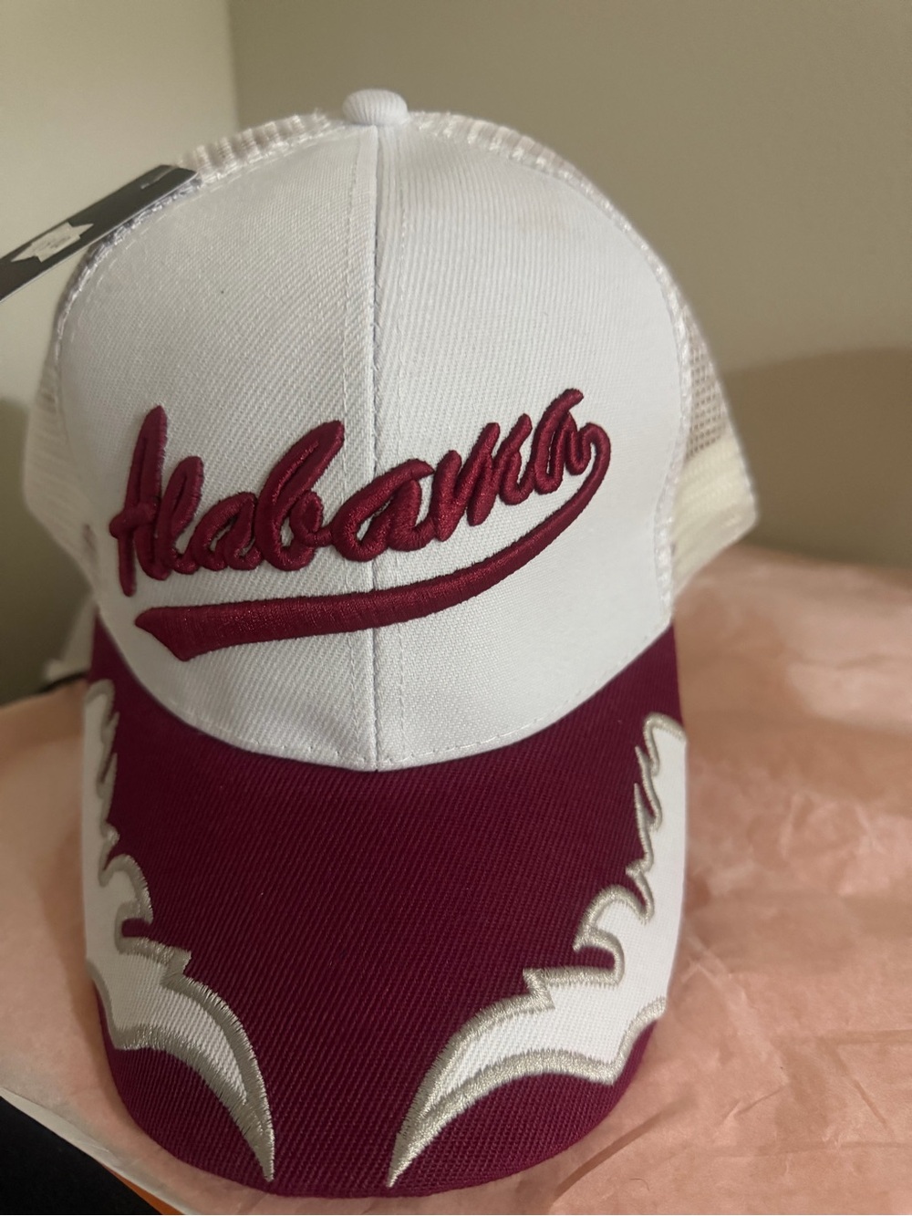 Alabama White and Maroon Embroidered Trucker Hat